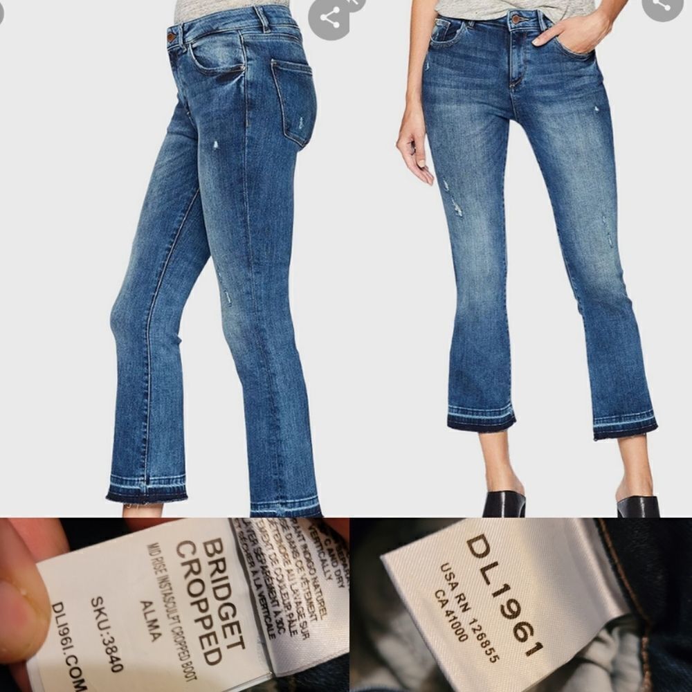 NEW 27 DL1961 Bridget mid rise instasculpt cropped boot cut jeans ALMA NWT